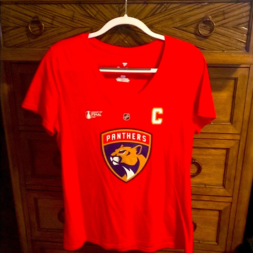 New Panthers V-Neck T-Shirt Ladies (L) NWT